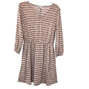 Nine‎ West Women's Geometric Print V Neck Elastic Waist Midi Dress